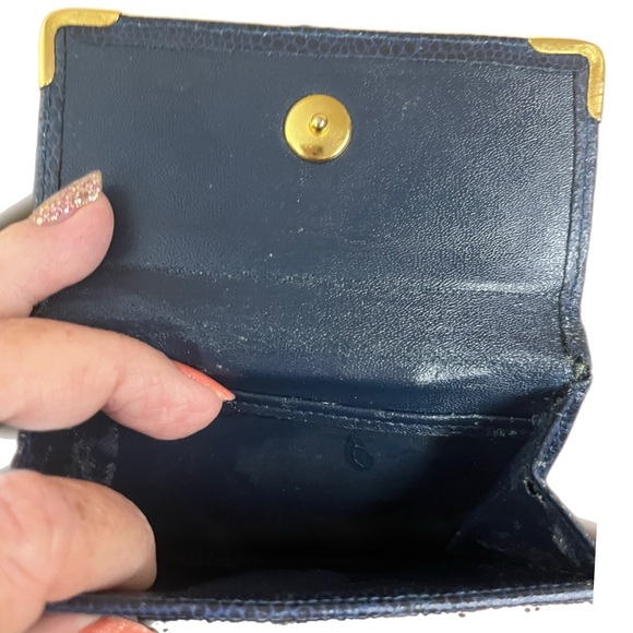 Givenchy Navy Blue Leather Mini Wallet with Gold Accents - Picture 4 of 4
